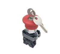 KLVN Interrupteur à bouton rotatif autobloquant, arrêt d'urgence, avec clé ZB2-BS142C, montage sur tête de champignon rouge, alimentation électrique de 22mm