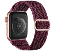 KLVN Pour Watch bracelets de montre 44mm 45mm 42mm 49mm 41mm 40mm 38mm pour femmes et hommes, bandes de sport à boucle solo extensible en nylon souple pour IWatch SE Series10~1(Dark Wine-Red,38/40/41m