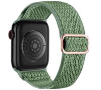 KLVN Pour Watch bracelets de montre 44mm 45mm 42mm 49mm 41mm 40mm 38mm pour femmes et hommes, bandes de sport à boucle solo extensible en nylon souple pour IWatch SE Series10~1(Pine Green,42/44/45/49m