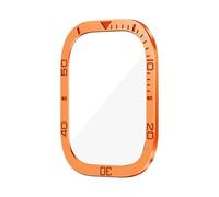 KLVN Protecteur d'écran pour Apple Watch Ultra 49mm, accessoires de boîtier, cadre de couverture en métal + verre trempé pour iWatch Ultra 2 49mm, anneau de lunette(Orange)