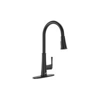 KLVN Robinet de cuisine noir mat activé par le mouvement : pulvérisateur rétractable sans contact avec lumière LED et distributeur de savon