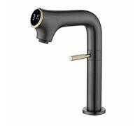 KLVN Robinet de lavabo de salle de bain en laiton blanc : mitigeur chaud et froid numérique à levier unique avec design compact (gris court)