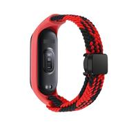 KLVN Sangle tressée pour Xiaomi Mi Band 8 Boucle solo en nylon élastique bracelet de boucle magnétique pour Miband 8 NFC(Red black,For Miband 7 6 5 4 3)