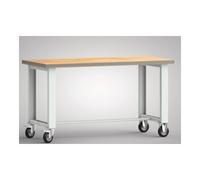 KLW Lutz Établi B1500xI700xP840mm hêtre multiplex gris clair, roulettes fixes et pivotantes VG D125mm Quantité:1