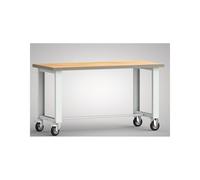 Werkbank B1500xT700xH840mm Buche Multiplex lichtgrau Bock-u.Lenkrollen,VG D125mm Quantité:1