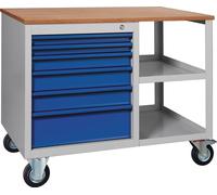 KLW LUTZ Établi PW 700 l1000xP620xH805 mm hêtre Multiplex gris clair / bleu g...