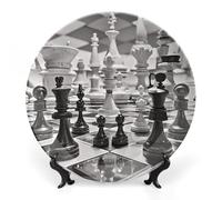 KLWQR Assiette décorative en porcelaine anglaise noire et blanche avec support de présentation - 25,4 cm - Décoration murale pour maison, cuisine, chambre à coucher