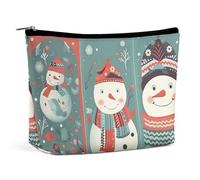 KLWQR Bonhomme de neige portant une écharpe, trousse de maquillage pour sac à main, trousse de maquillage étanche avec fermeture éclair, trousse de toilette de voyage pour femmes, style, taille