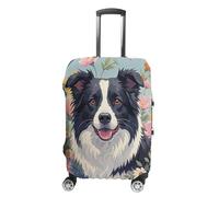 KLWQR Border Collie Housse de bagage à motif floral anti-poussière Housse de protection élastique pour valise de 48,3 à 81,3 cm, Style :, L