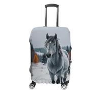 KLWQR Housse de protection élastique pour valise de voyage avec motif cheval gris dans un paysage d'hiver enneigé pour bagages de 48,3 à 81,3 cm, Style :, XL