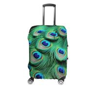 KLWQR Housse de protection élastique pour valise de voyage avec plumes de paon Vert 48,3 à 81,3 cm, Style :, XL