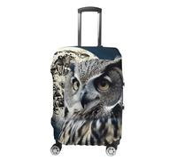 KLWQR Housse de protection pour valise de voyage avec motif hibou et lune - Anti-poussière - Élastique - Convient aux bagages de 48 à 81 cm, Style :, L