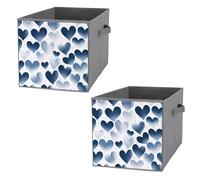 KLWQR Lot de 2 bacs de rangement cubiques pliables et étanches avec poignées en forme de cœur pour la maison, les placards, les bureaux, les chambres à coucher
