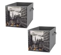 KLWQR Lot de 2 bacs de rangement cubiques pliables et étanches avec poignées Love from New York pour la maison, les placards, les bureaux, les chambres à coucher