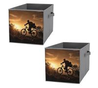 KLWQR Lot de 2 bacs de rangement cubiques pliables et étanches avec poignées pour vélo de montagne dans la boîte de rangement de jouets de soirée pour la maison, les placards, les bureaux, les