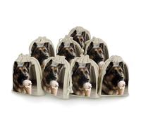 KLWQR Lot de 8 sacs cadeaux réutilisables en coton avec cordon de serrage de 12,5 x 17,9 cm, sacs de rangement pour les chiens qui aiment la crème glacée, pour bijoux, fêtes, emballages, cadeaux de