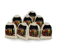 KLWQR Lot de 8 sacs cadeaux réutilisables en coton avec cordon de serrage de 12 x 17 cm pour bougies Kwanzaa pour bijoux, fêtes, emballages, cadeaux de Noël, sacs à bonbons