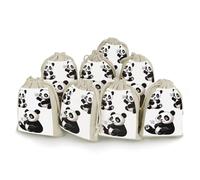 KLWQR Lot de 8 sacs cadeaux réutilisables en coton avec cordon de serrage de 12 x 17 cm, sacs de rangement en forme de panda ludiques pour bijoux, fêtes, emballages, cadeaux de Noël, sacs à bonbons