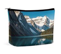 KLWQR Panorama of The Lake Louise Mountains Trousse de maquillage étanche avec fermeture éclair pour femme Style taille unique
