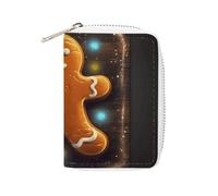 KLWQR Porte-cartes RFID pour femme - Joli petit porte-cartes en cuir - Motif bonhomme en pain d'épices sur planche en bois - Avec fermeture éclair - 16 x 11,5 cm, Style :, 16x11.5cm