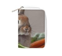 KLWQR Porte-cartes RFID pour femme - Joli petit portefeuille en cuir - Motif lapin mange des légumes - Étui de rangement avec fermeture éclair - Style : 16 x 11,5 cm, Style :, 16x11.5cm