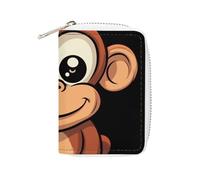 KLWQR Porte-cartes RFID pour femme - Joli petit portefeuille en cuir - Motif singe de dessin animé - Avec fermeture éclair - 16 x 11,5 cm, Style :, 16x11.5cm