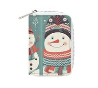 KLWQR Porte-cartes RFID pour femme - Joli petit portefeuille en cuir pour femme - Bonhomme de neige portant une écharpe - Étui de rangement avec fermeture éclair - Style : 16 x 11,5 cm, Style :,