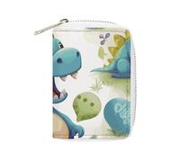 KLWQR Porte-cartes RFID pour femme - Joli petit portefeuille en cuir pour femme - Motif dinosaure mignon - Avec fermeture éclair - 16 x 11,5 cm, Style :, 16x11.5cm