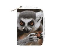 KLWQR Porte-cartes RFID pour femme - Joli petit portefeuille en cuir pour femme - Motif singe lémurien - Avec fermeture éclair - 16 x 11,5 cm, Style :, 16x11.5cm