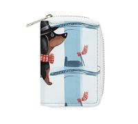 KLWQR Porte-cartes RFID pour femme - Joli petit portefeuille en cuir pour femme - Motif teckel parisien - Avec fermeture éclair - 16 x 11,5 cm, Style :, 16x11.5cm