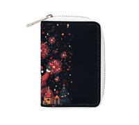KLWQR Porte-cartes RFID pour femme - Joli petit portefeuille en cuir pour femme - Père Noël et feux d'artifice - Avec fermeture éclair - 16 x 11,5 cm, Style :, 16x11.5cm