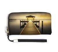 KLWQR Portefeuille en cuir imperméable avec fermeture éclair autour du pavillon sur la mer, porte-cartes de crédit pour femme, style, 20 x 10,5 cm, Style :, 20.0*10.5cm