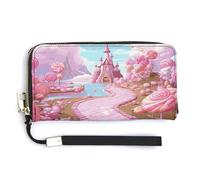 KLWQR Portefeuille en cuir imperméable avec fermeture éclair autour du sac à main pour cartes de crédit Candy Land Pochette pour femme Style 20 x 10,5 cm, Style :, 20.0*10.5cm