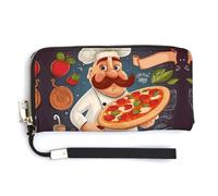 KLWQR Portefeuille en cuir imperméable avec fermeture éclair autour du sac à main pour chef, pizza, porte-cartes de crédit, pochette pour femme, style, 20 x 10,5 cm, Style :, 20.0*10.5cm