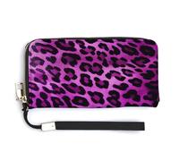 KLWQR Portefeuille en cuir imperméable avec fermeture éclair autour du sac à main violet léopard porte-cartes pour femme 20 x 10,5 cm, Style :, 20.0*10.5cm