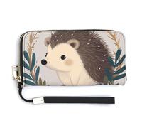 KLWQR Portefeuille en cuir imperméable avec fermeture éclair autour du sac, joli petit hérisson, porte-cartes de crédit, pochette pour femme, style, 20 x 10,5 cm, Style :, 20.0*10.5cm