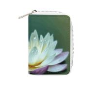 KLWQR Portefeuille RFID pour cartes de crédit pour femme, joli petit portefeuille en cuir pour femme, motif libellule avec nénuphar, étui de rangement avec fermeture éclair, style, 16 x 11,5 cm, Style