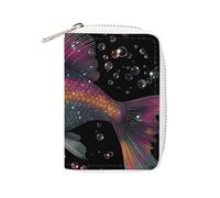 KLWQR Portefeuille RFID pour cartes de crédit pour femme, joli petit portefeuille en cuir pour femme, dégradé de couleur, étui de rangement de cartes de poisson avec fermeture éclair, style, 16 x 11,5