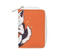 KLWQR Portefeuille RFID pour cartes de crédit pour femme, joli petit portefeuille en cuir pour femme, porte-cartes, motif chat, tient un cœur, étui de rangement avec fermeture éclair, style, 16 x 11,5