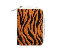 KLWQR Portefeuille RFID pour cartes de crédit pour femme mignon petit portefeuille en cuir pour dames, motif rayures tigrées, étui de rangement de cartes orange avec fermeture éclair, style, 16 x 11,5