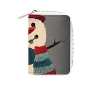 KLWQR Portefeuille RFID pour cartes de crédit pour femmes, joli petit portefeuille en cuir pour femme, porte-cartes, motif bonhomme de neige, étui de rangement avec fermeture éclair, style, 16 x 11,5