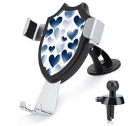 KLWQR Support de téléphone de voiture en forme de cœur bleu marine, support de téléphone portable mains libres, antidérapant, ultra stable, support de téléphone de voiture, ajustement universel