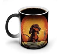 KLWQR Tasse à café en céramique de 325 ml - Couleur changeante - Sensible - Teckel magique regardant une assiette - Tasse à café - Tasse à thé pour homme et femme
