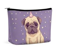 KLWQR Trousse de maquillage amusante avec motif carlin et chiot pour sac à main, trousse de maquillage étanche avec fermeture éclair, trousse de toilette de voyage pour femme, style, taille unique,