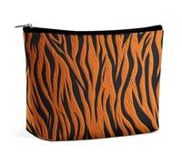 KLWQR Trousse de maquillage de voyage étanche avec fermeture éclair - Motif à rayures - Orange - Taille unique, Style :, Taille unique