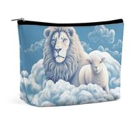 KLWQR Trousse de maquillage en forme d'agneau avec un lion sur les nuages pour sac à main, trousse de maquillage étanche avec fermeture éclair, trousse de toilette de voyage pour femme, style, taille