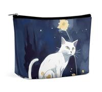 KLWQR Trousse de maquillage en forme de chat blanc pour sac à main, trousse de maquillage étanche avec fermeture éclair, trousse de toilette de voyage pour femme, style, taille unique, Style :, Taille