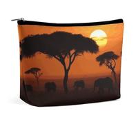 KLWQR Trousse de maquillage motif savane africaine coucher de soleil pour sac à main, trousse de maquillage étanche avec fermeture éclair, trousse de toilette de voyage pour femmes, style, taille