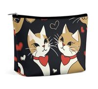 KLWQR Trousse de maquillage pour couple de chats pour sac à main, trousse de maquillage étanche avec fermeture éclair, trousse de toilette de voyage pour femme, style, taille unique