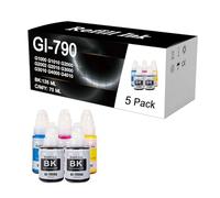 KLXFJ GI-790 GI790 Bouteilles d'encre De Rechange pour Canon PIXMA G1000 G1010 G2000 G2002 G2010 G3000 G3010 G4000 G4010 Imprimantes. Encre Noire 135 ML Encre C/M/Y 70 ML,5 Pack-1 Set
